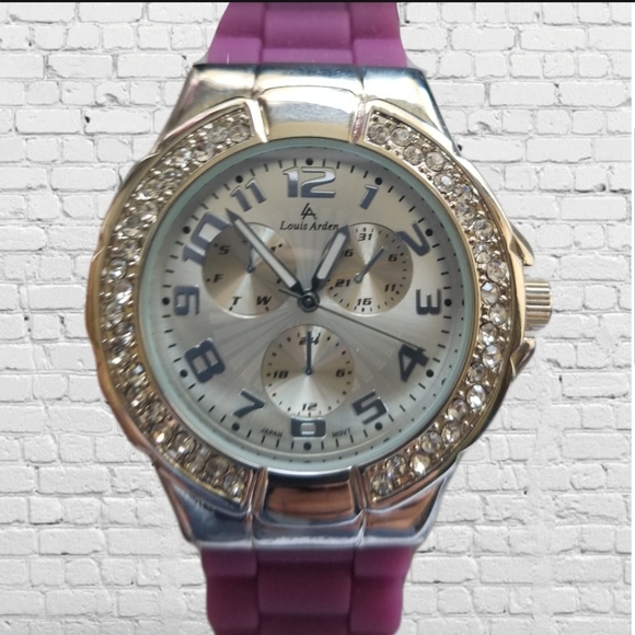 Louis Arden Women's Rhinestone Silicone Removable Link Colorful Fashion Casual - Picture 2 of 7